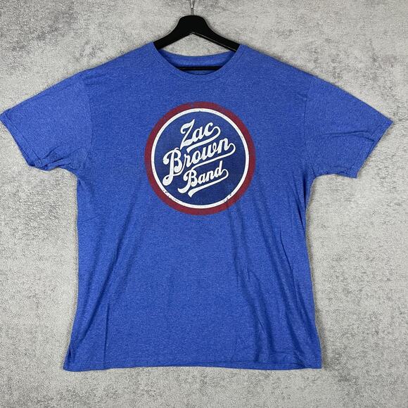 Zac Brown Band Shirt Mens 2XL Blue Great American Road Trip 2014 Tour Music Tee - Picture 2 of 8